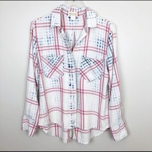 Cloth & Stone Plaid Split back Button Down Shirt